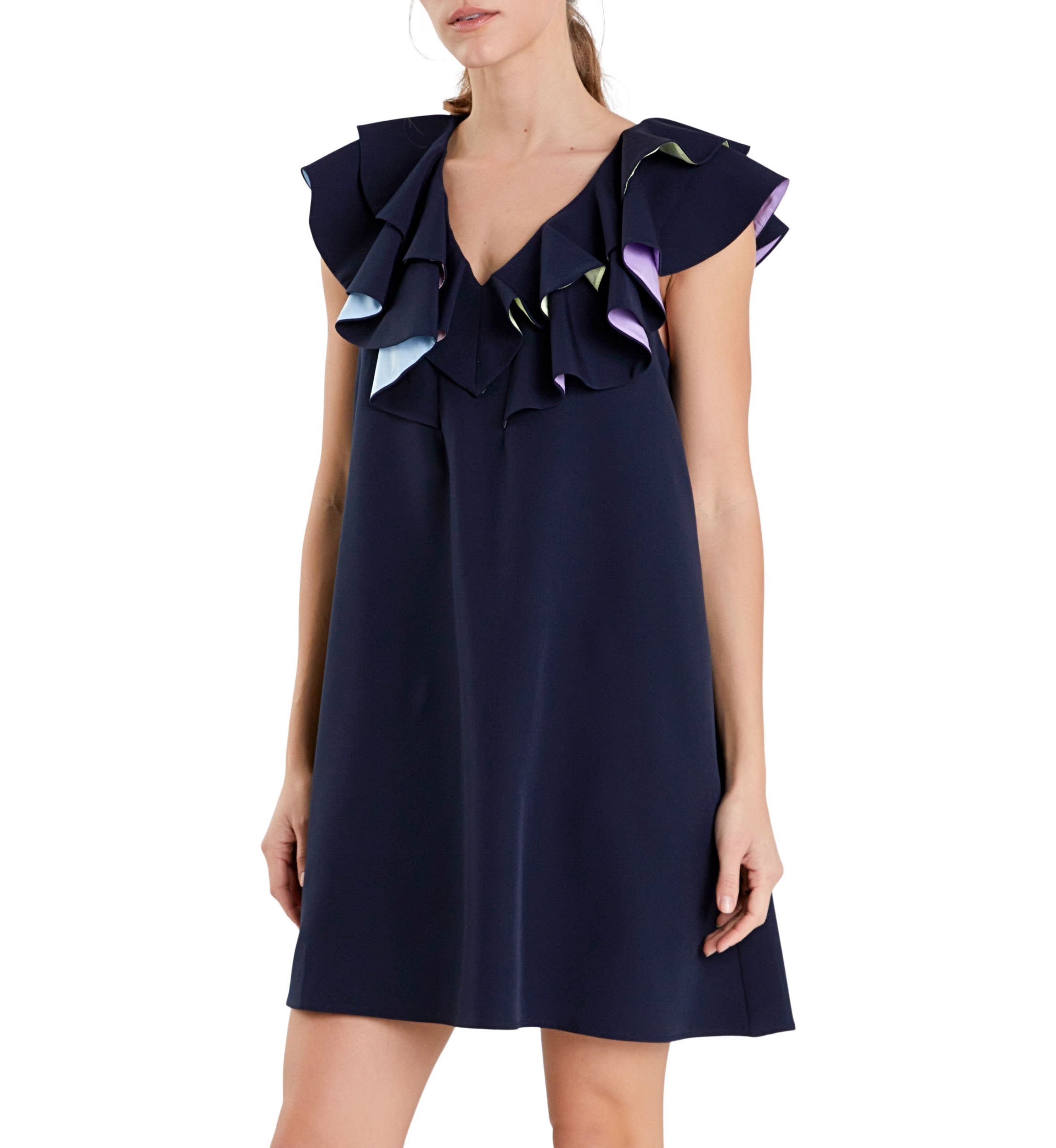 Multi Color Contrast Mini Dress