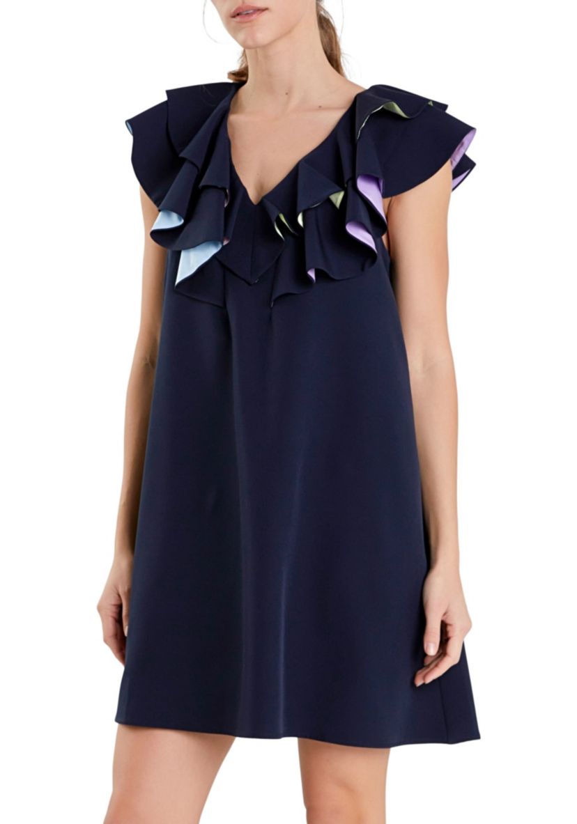 Multi Color Contrast Mini Dress