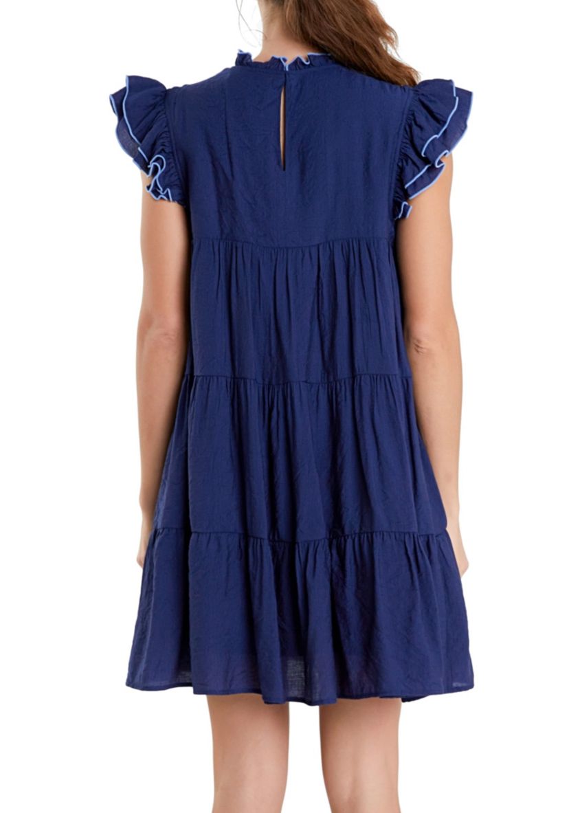 Contrast Merrow Babydoll Dress
