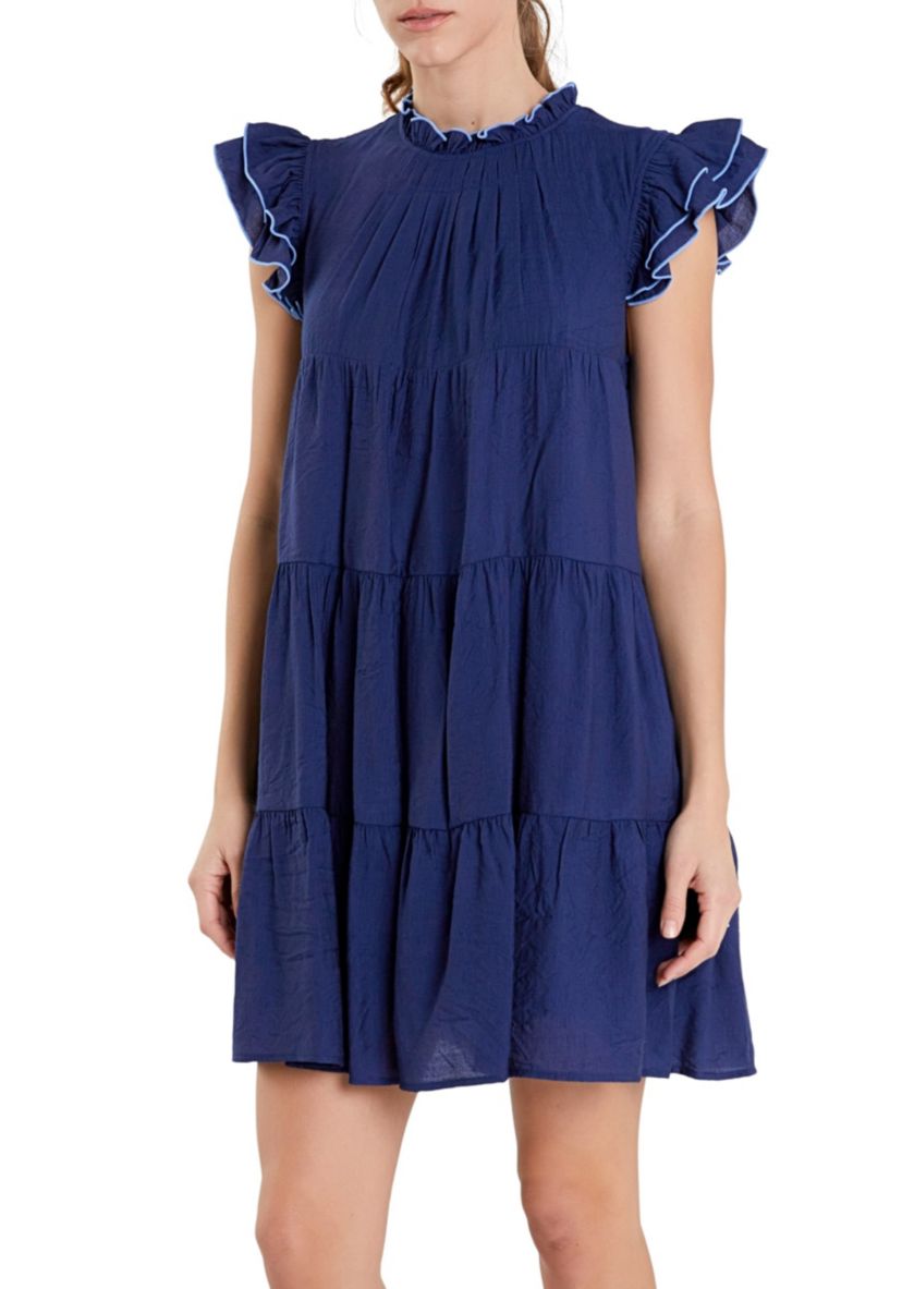 Contrast Merrow Babydoll Dress