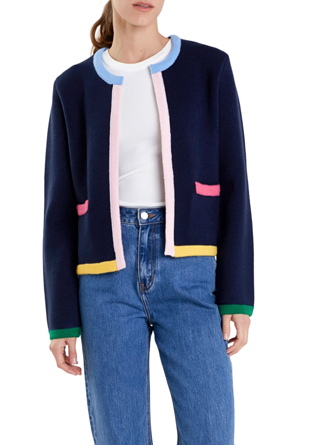Color Block Sweater Cardigan