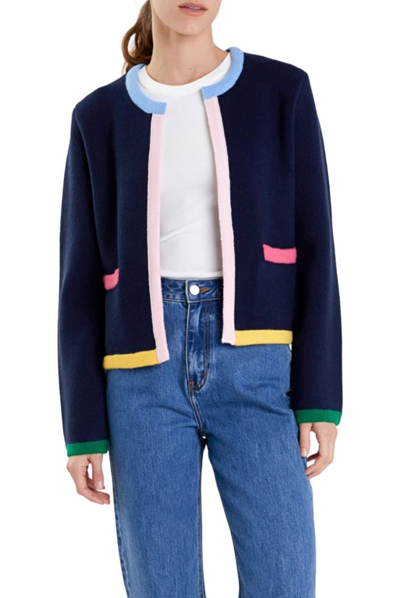 Color Block Sweater Cardigan