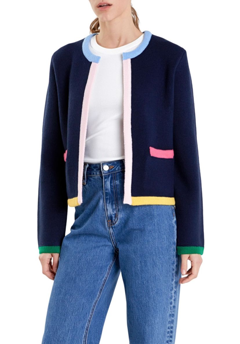 Color Block Sweater Cardigan