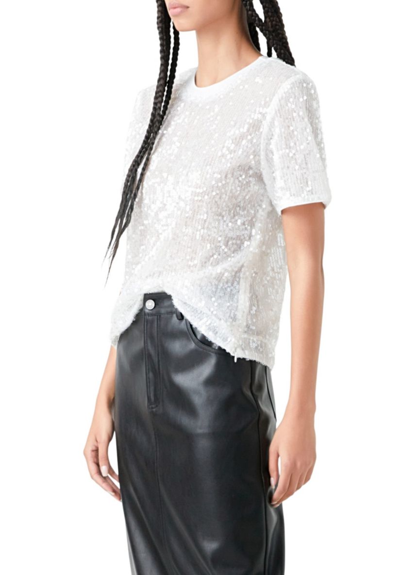 Sequin Shoulder Padded Top
