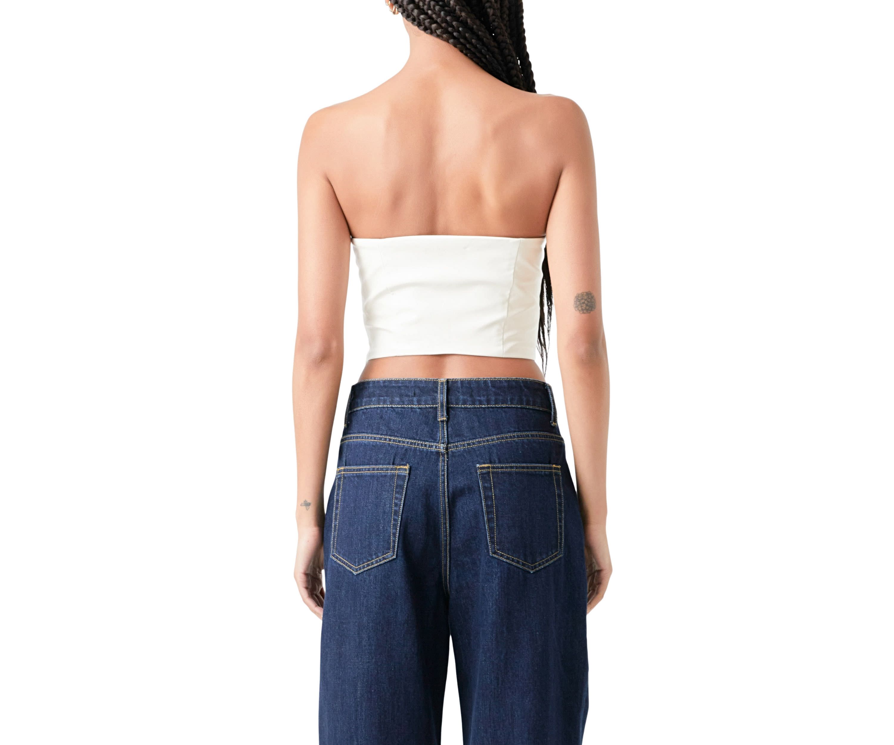 Cropped Leather Bustier Top