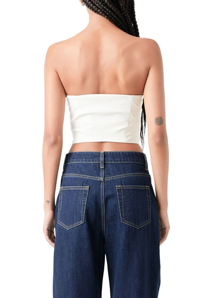 Cropped Leather Bustier Top