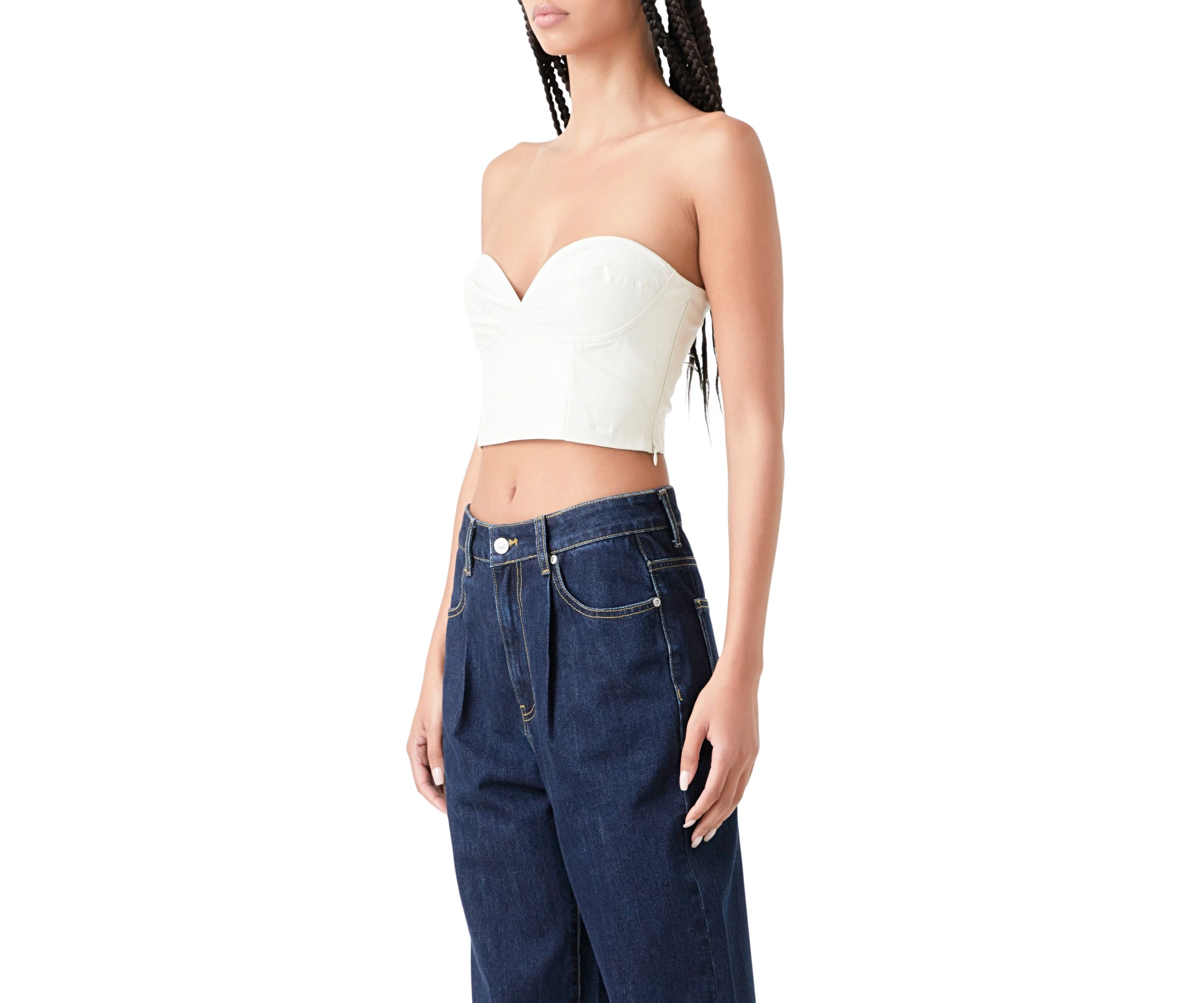 Cropped Leather Bustier Top