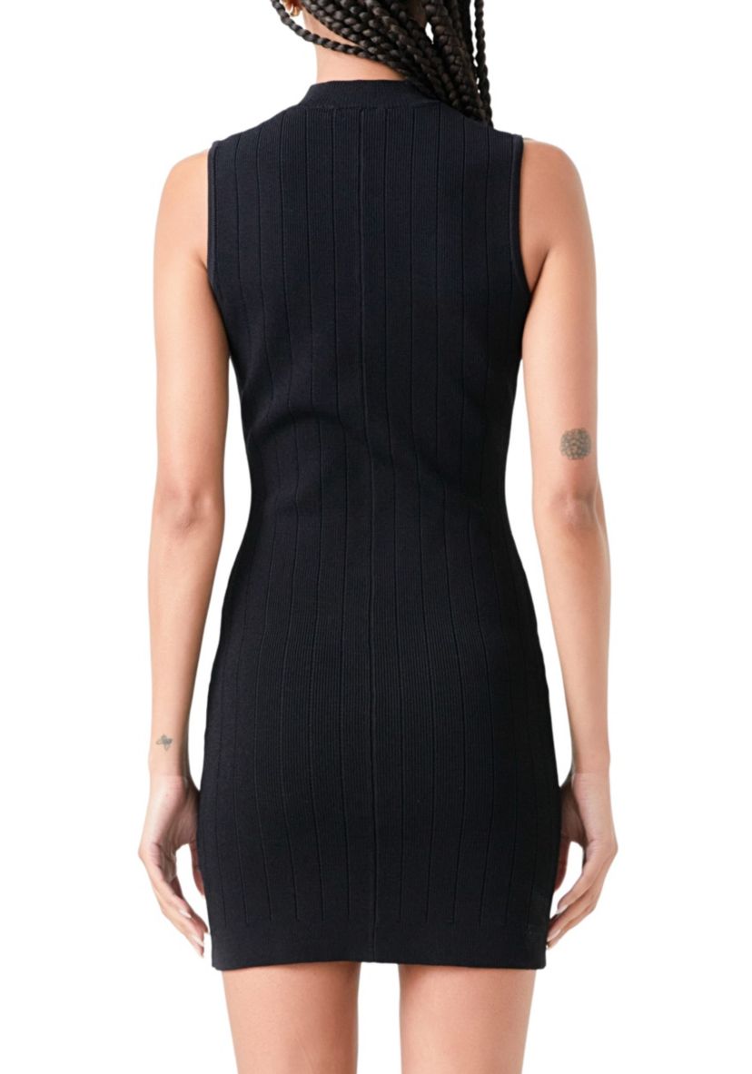 Mock Neck Sleeveless Knit Mini Dress