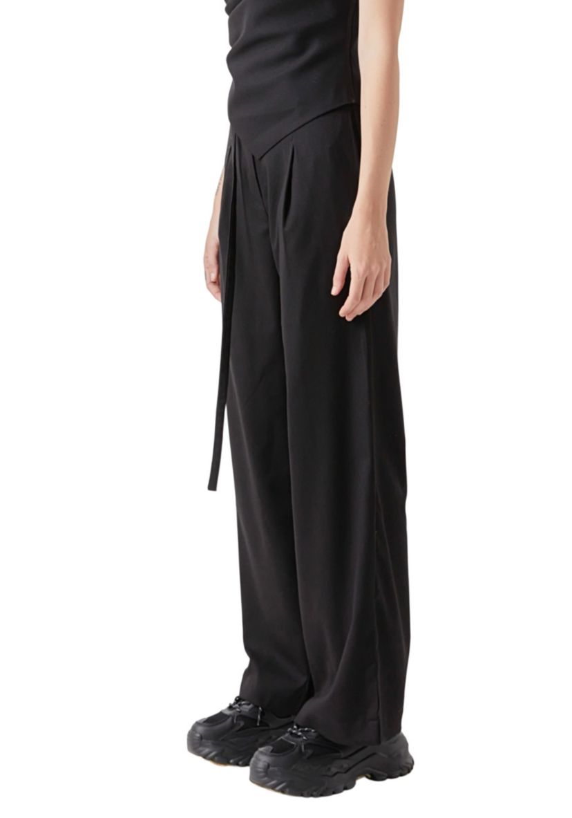 Pleated Wide Pants with Belt