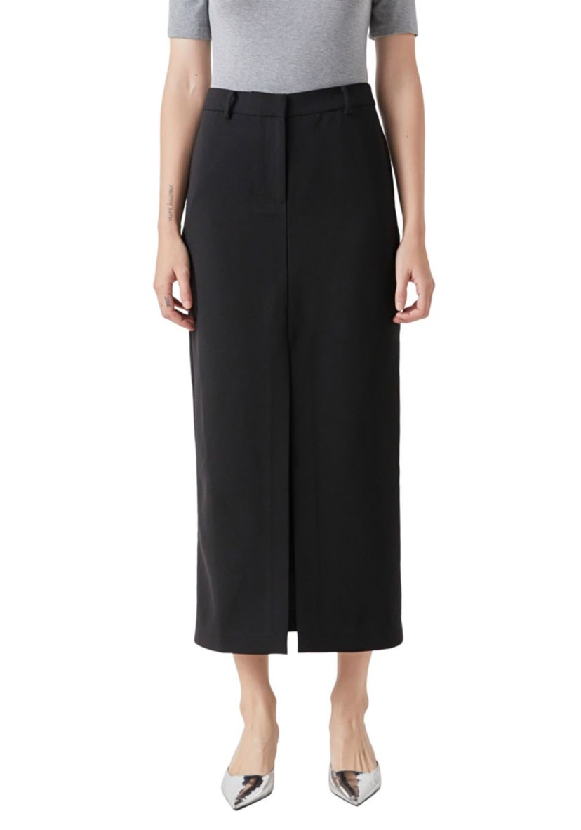 Mid-Waisted Front Slit Maxi Skirt