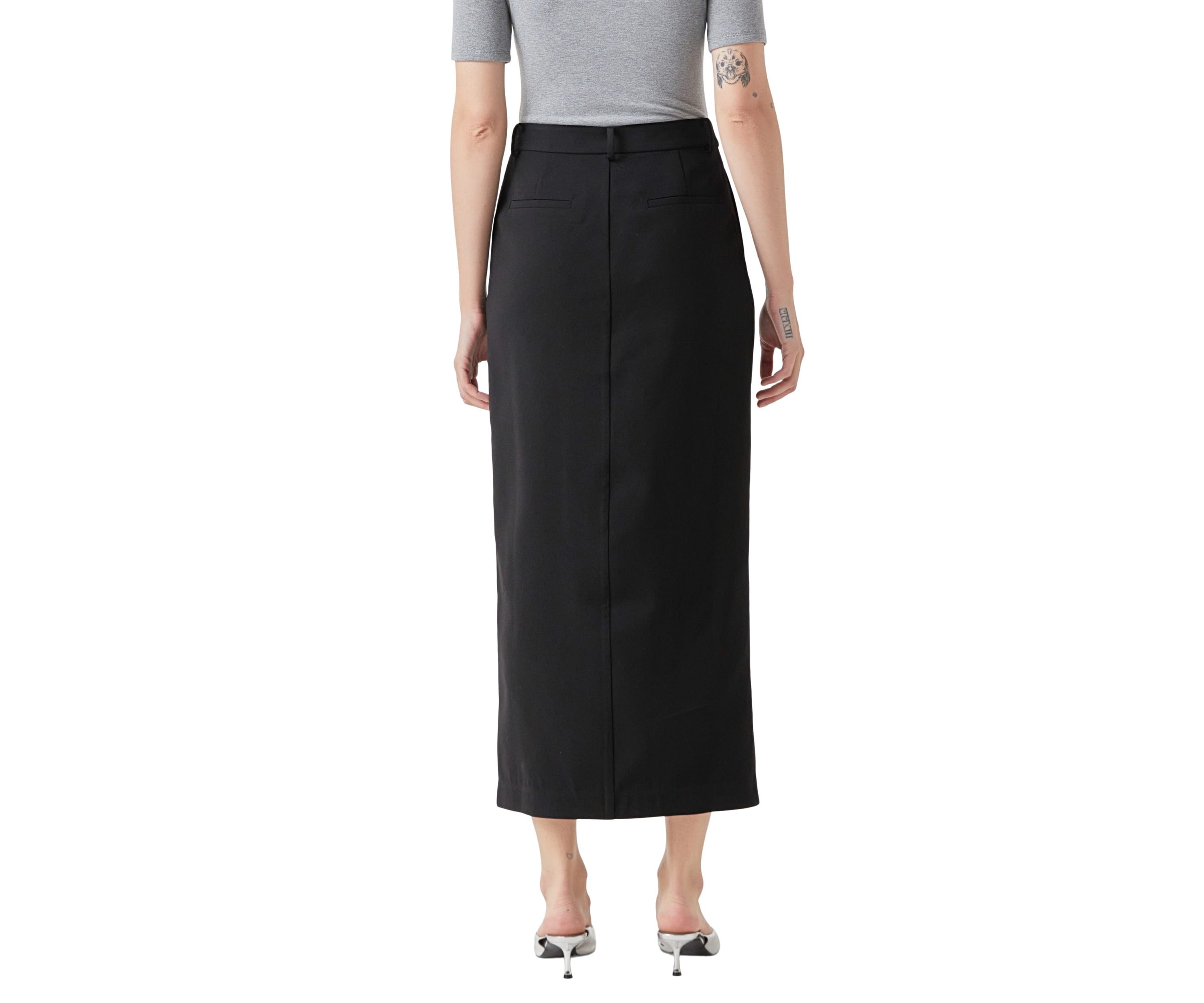Mid-Waisted Front Slit Maxi Skirt