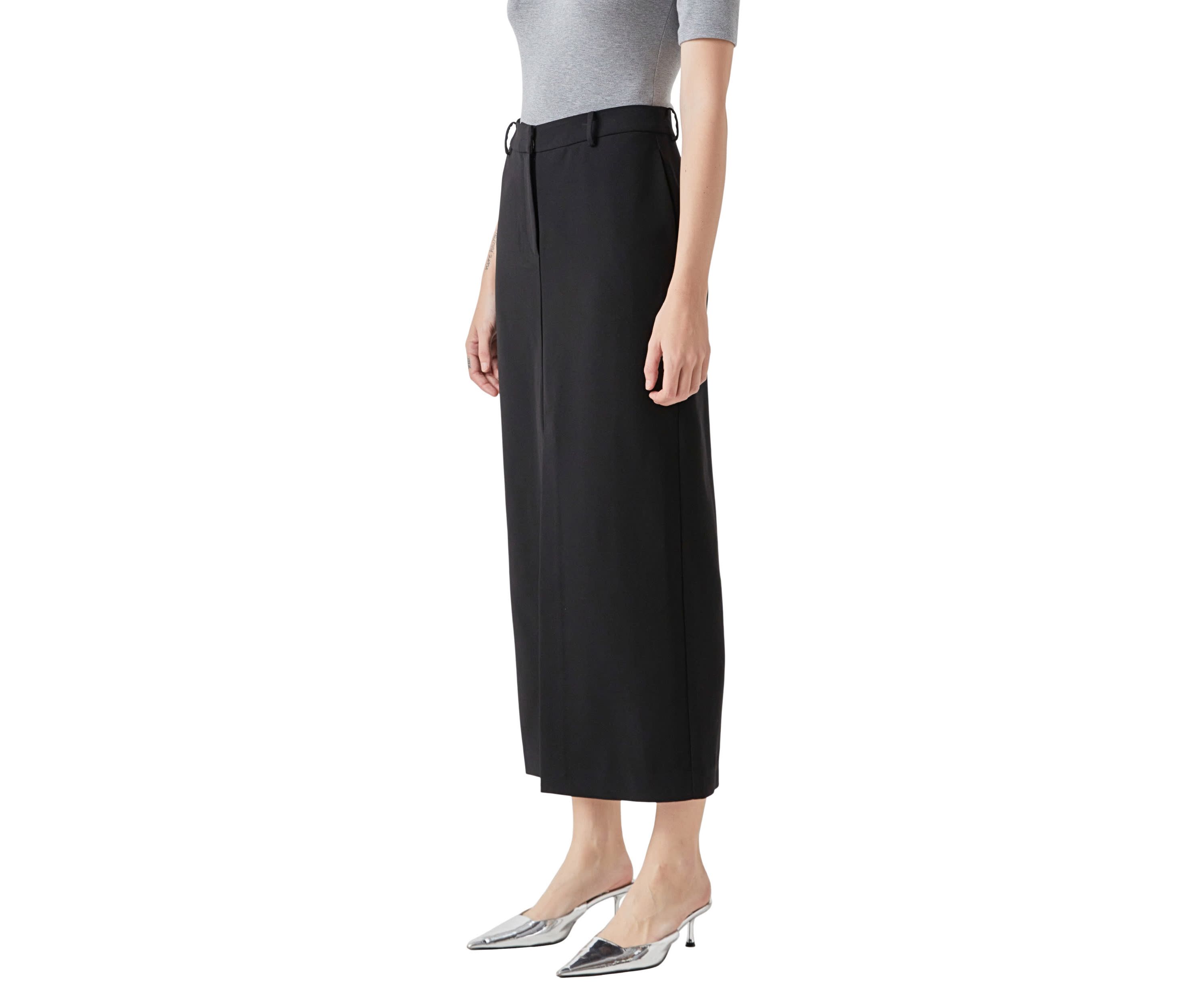 Mid-Waisted Front Slit Maxi Skirt