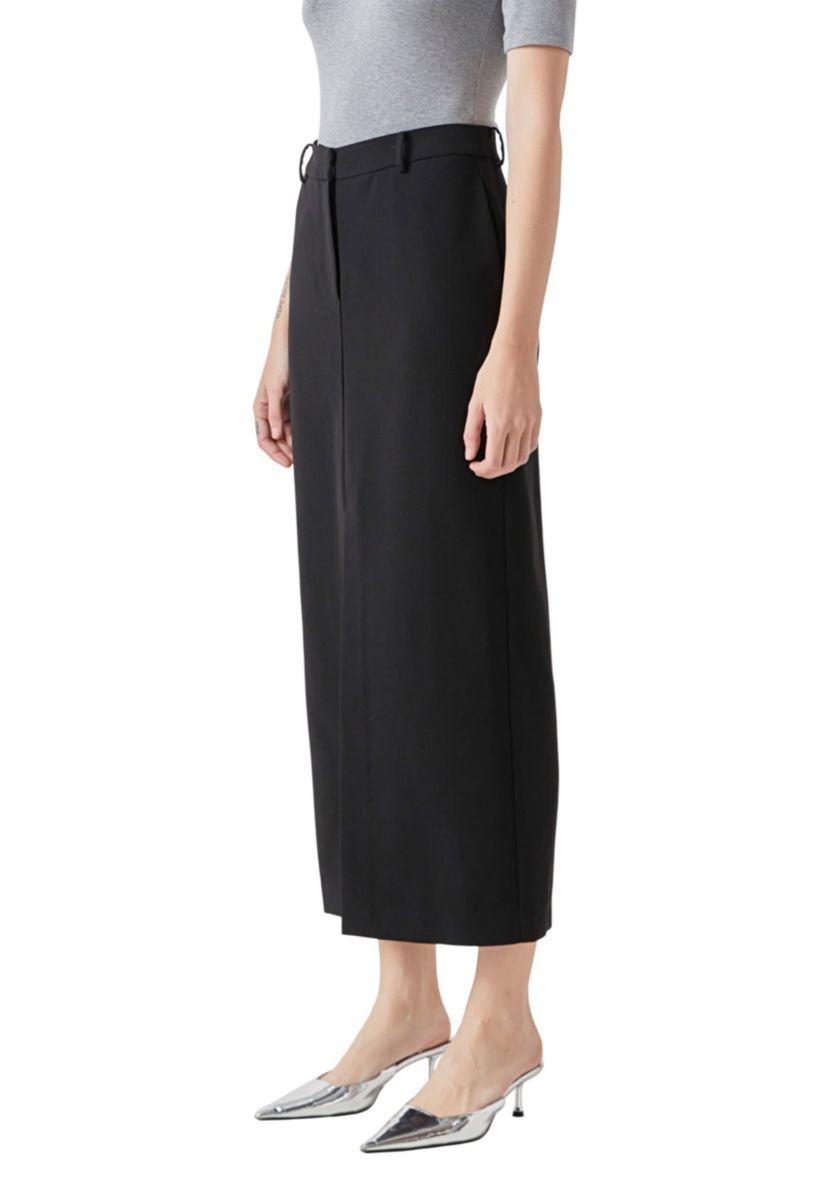 Mid-Waisted Front Slit Maxi Skirt