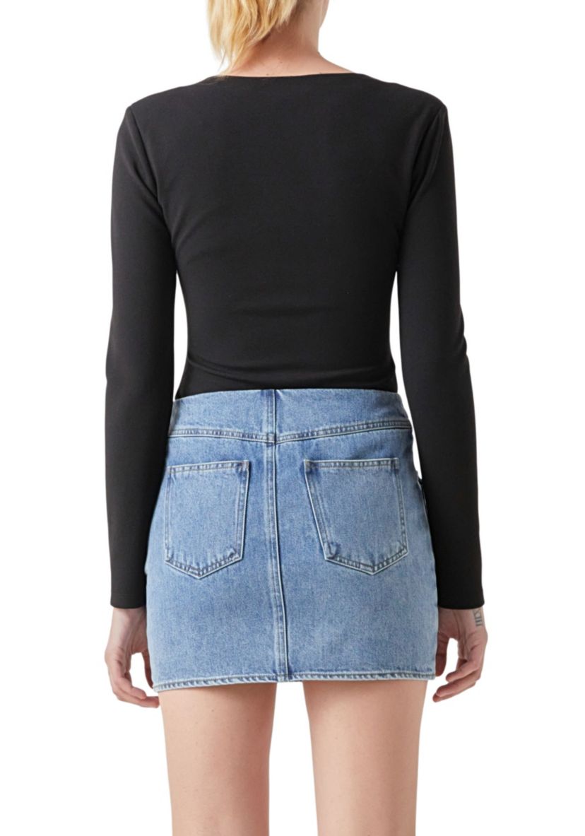 Square Neck Shoulder Pad Bodysuit
