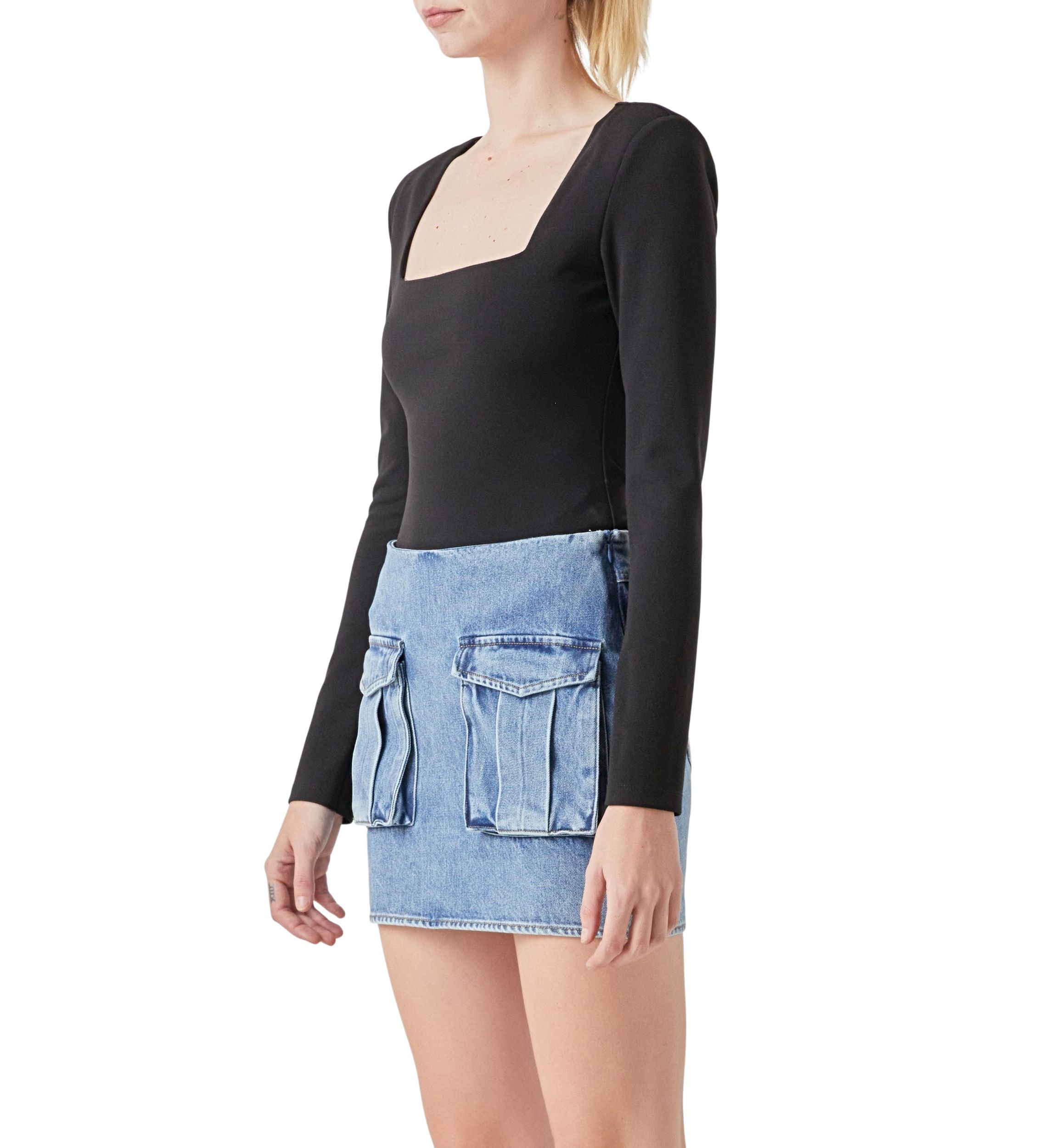 Square Neck Shoulder Pad Bodysuit