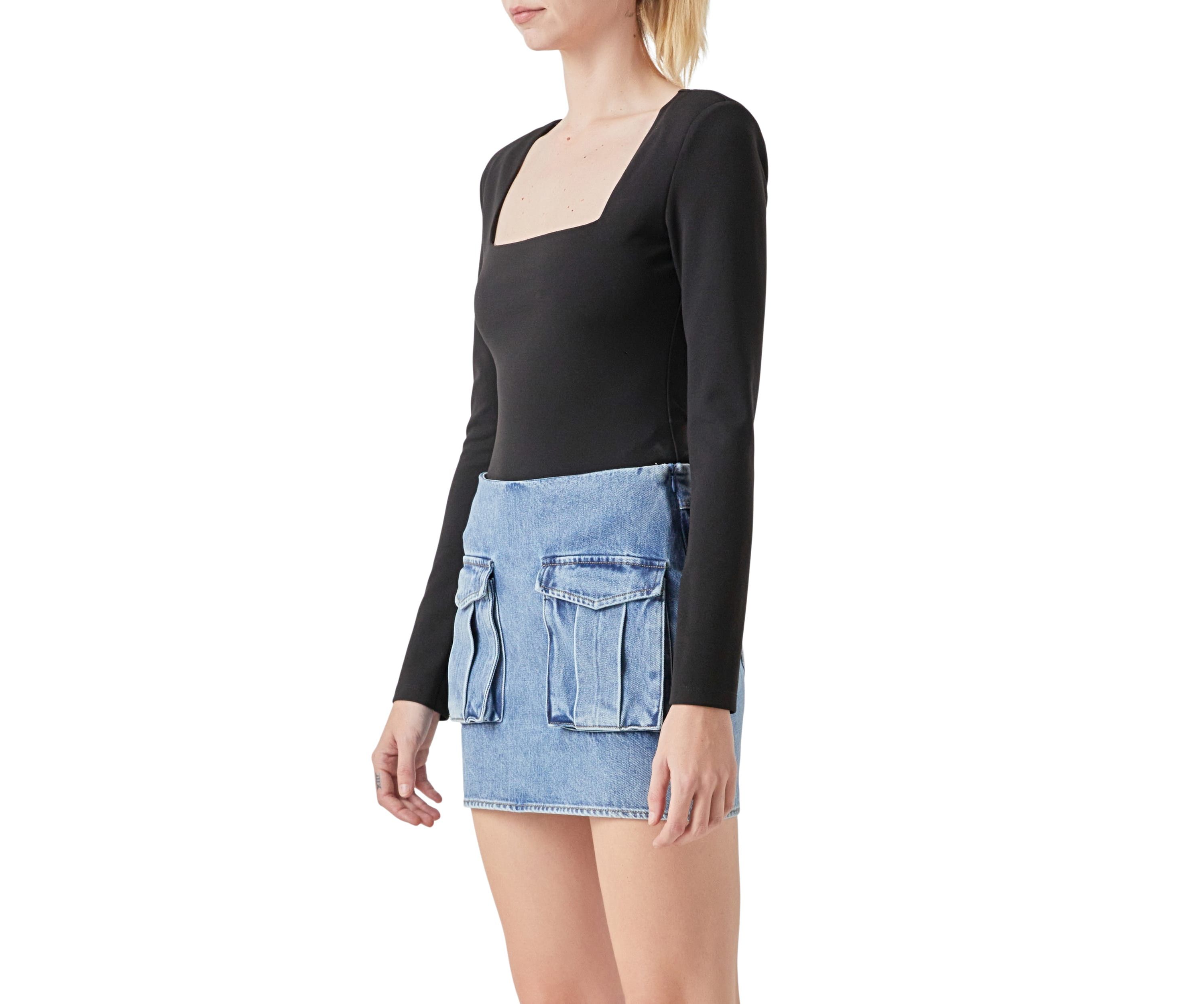 Square Neck Shoulder Pad Bodysuit