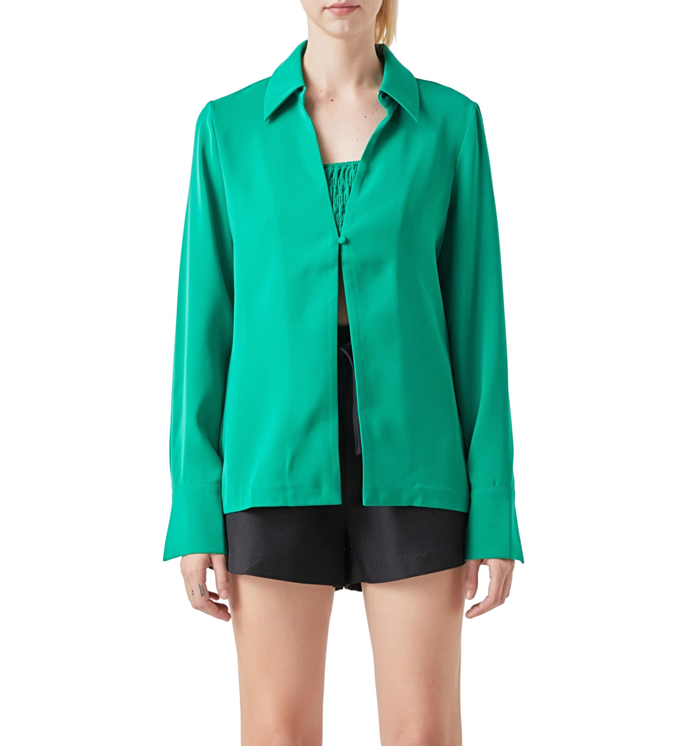 Collared Open Suit and Smocked Bandeau Set