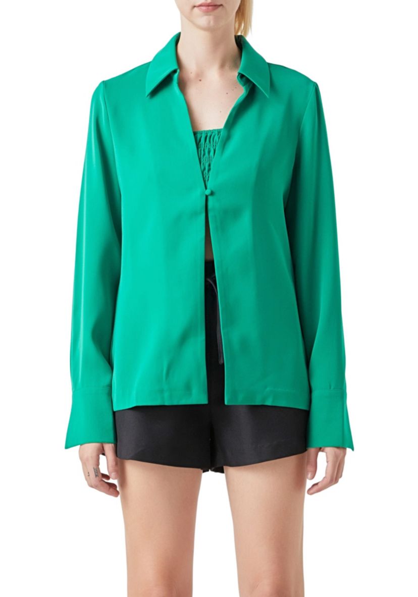 Collared Open Suit and Smocked Bandeau Set