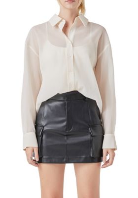 Grey Lab Women's Organza Oversized Shirt