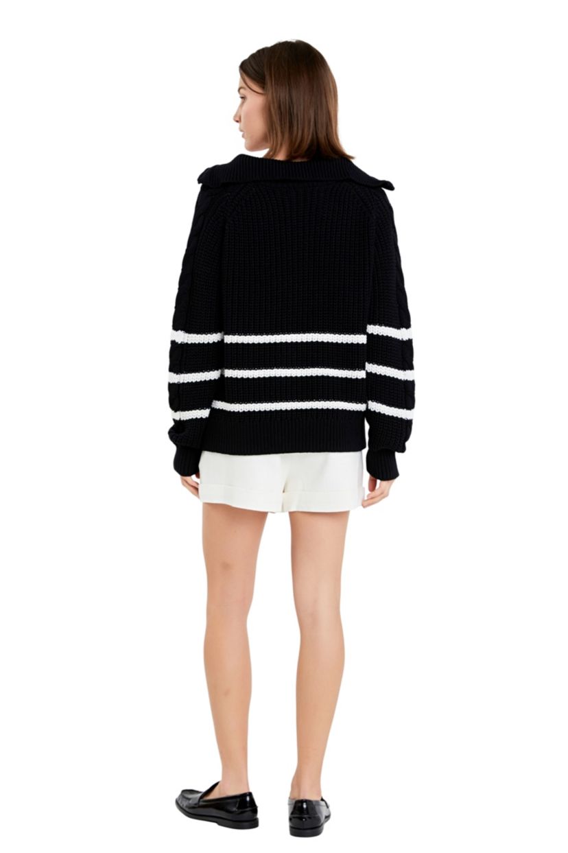 Stripe Zip up Sweater