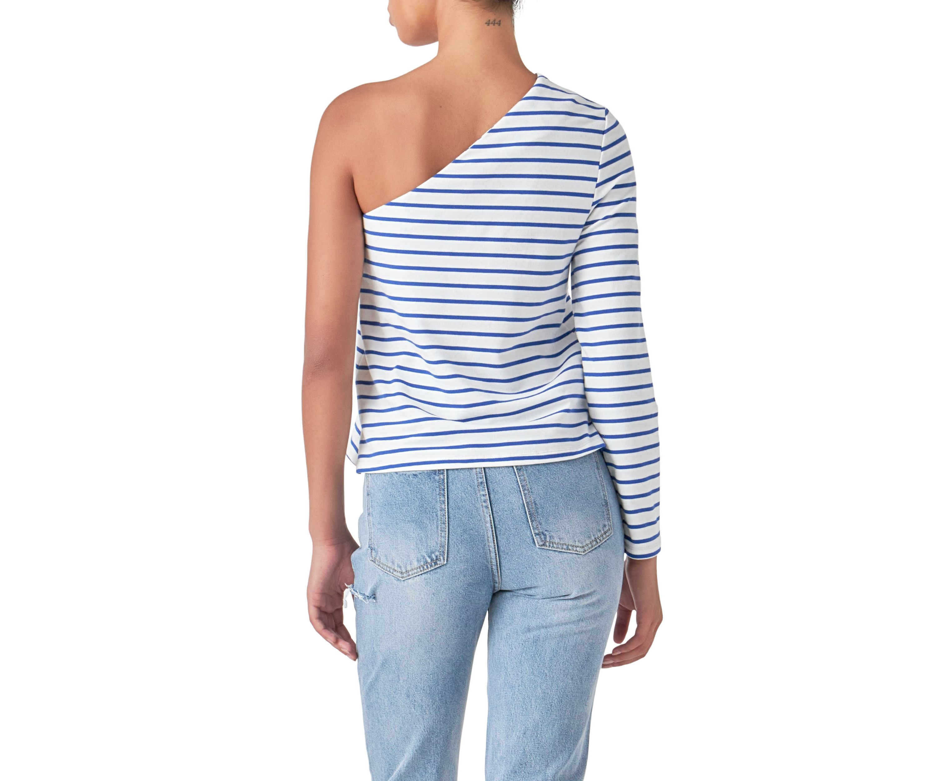Stripe One Shoulder Top