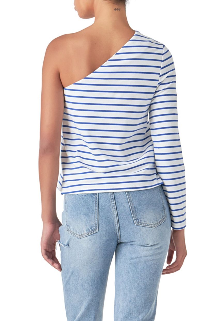 Stripe One Shoulder Top