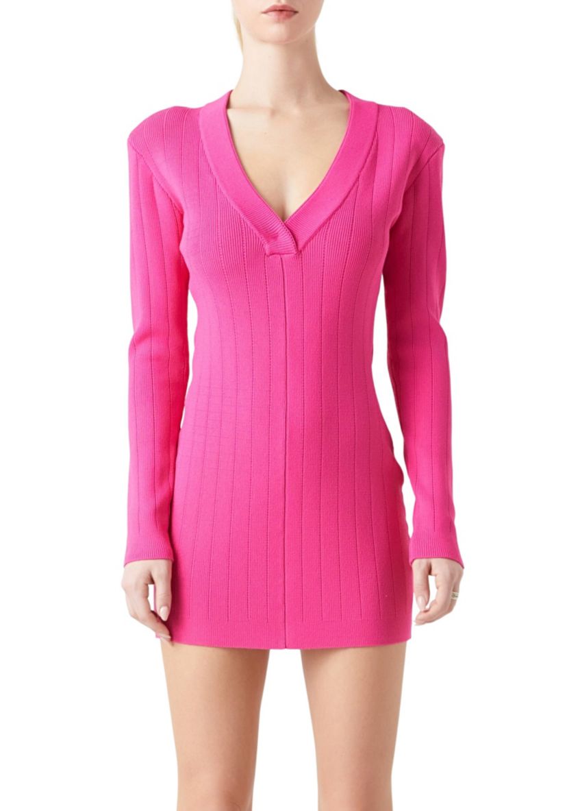 Power Shoulder Mini Knit Dress
