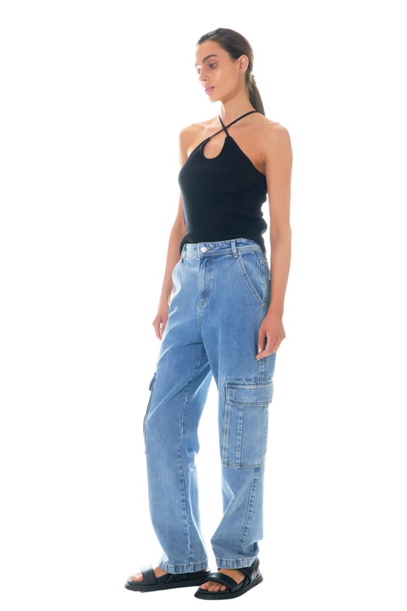 Crossover Skinny Rib Knit Top
