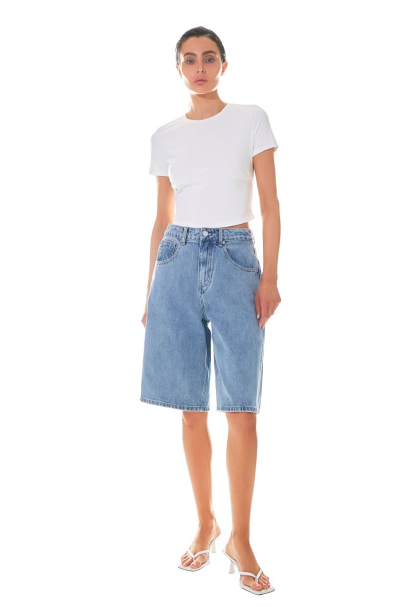 Cropped Bustier Short Sleeve T Shirt