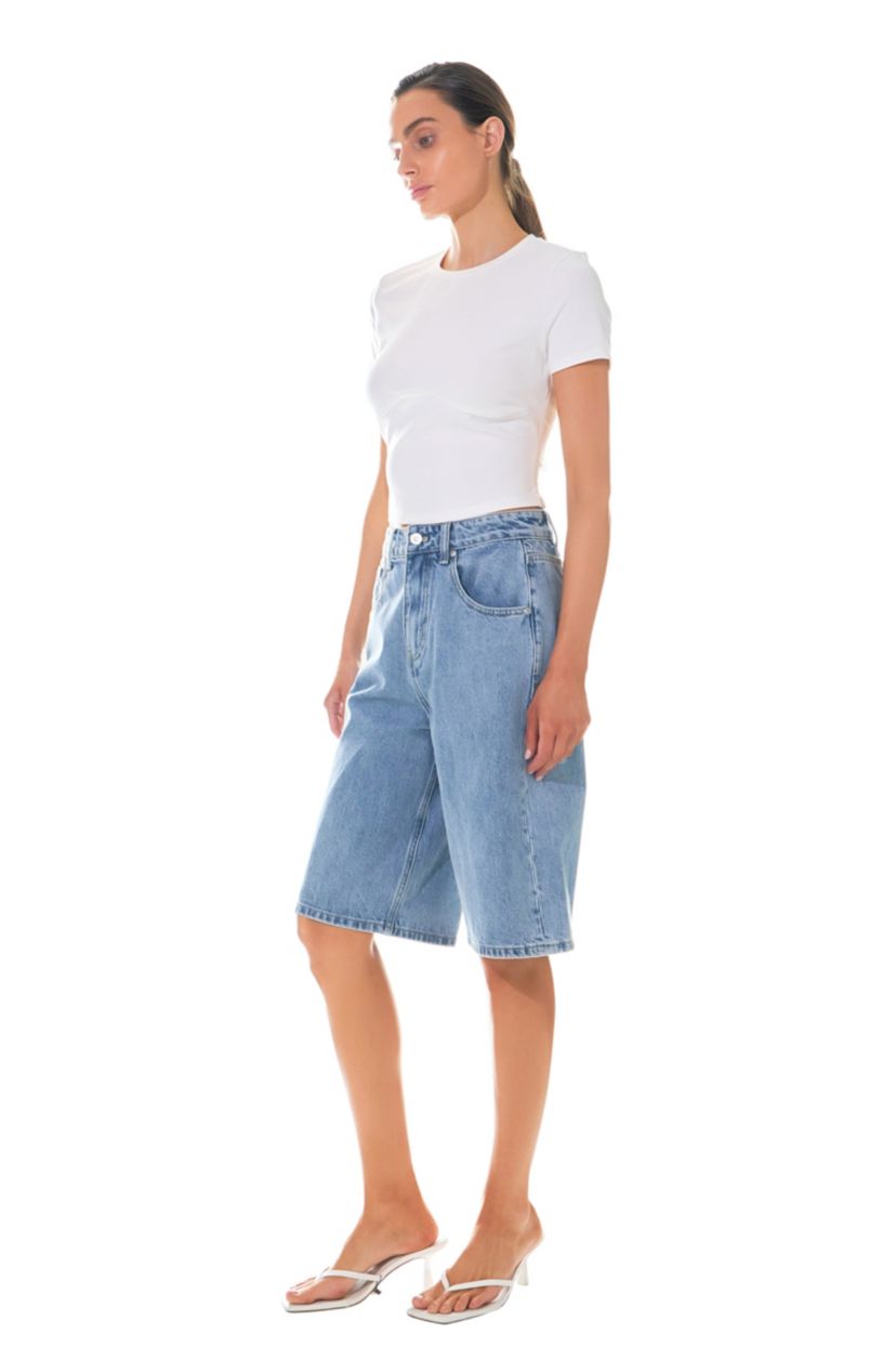 Cropped Bustier Short Sleeve T Shirt