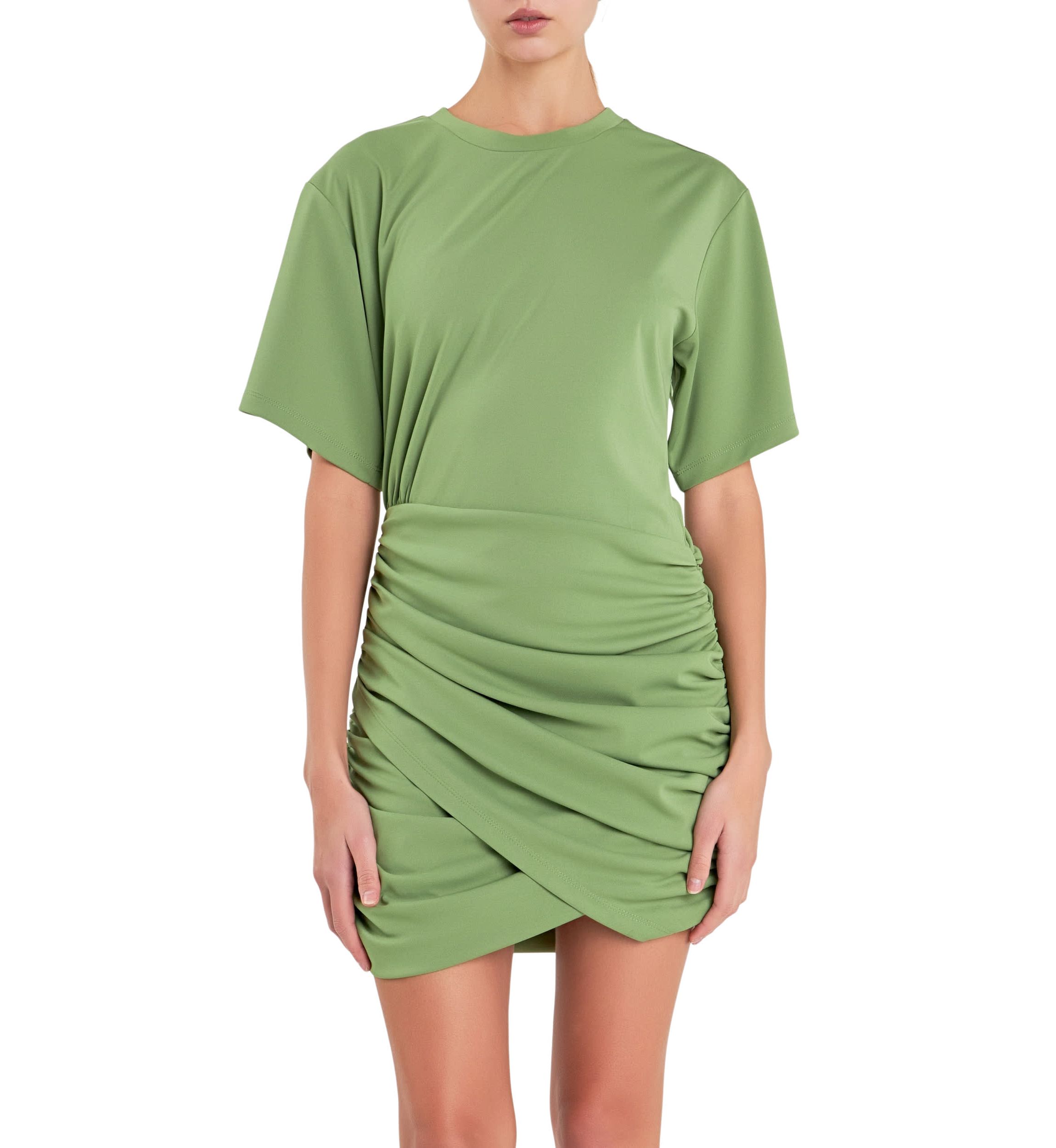 Asymmetric Ruched Mini Dress