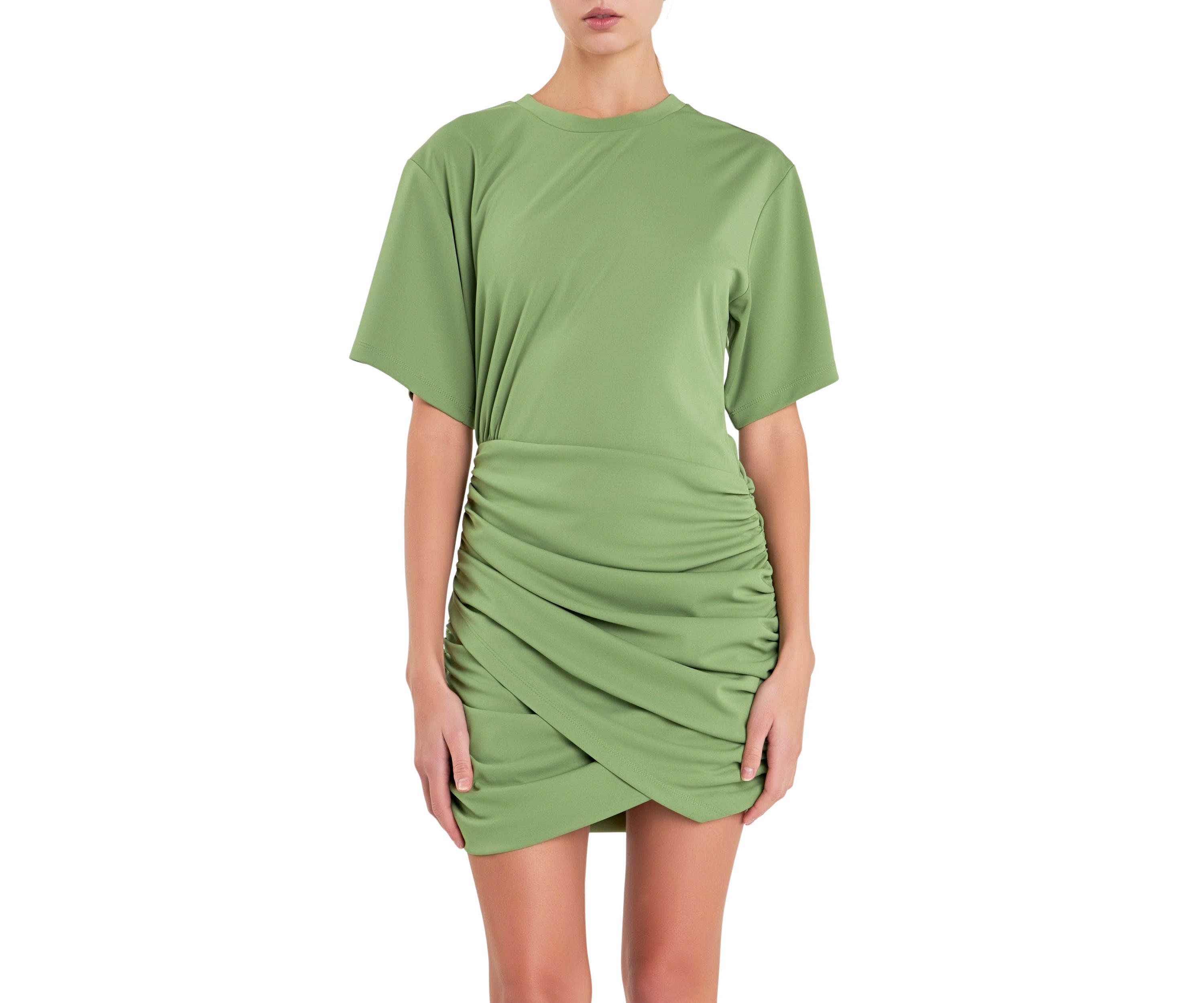 Asymmetric Ruched Mini Dress