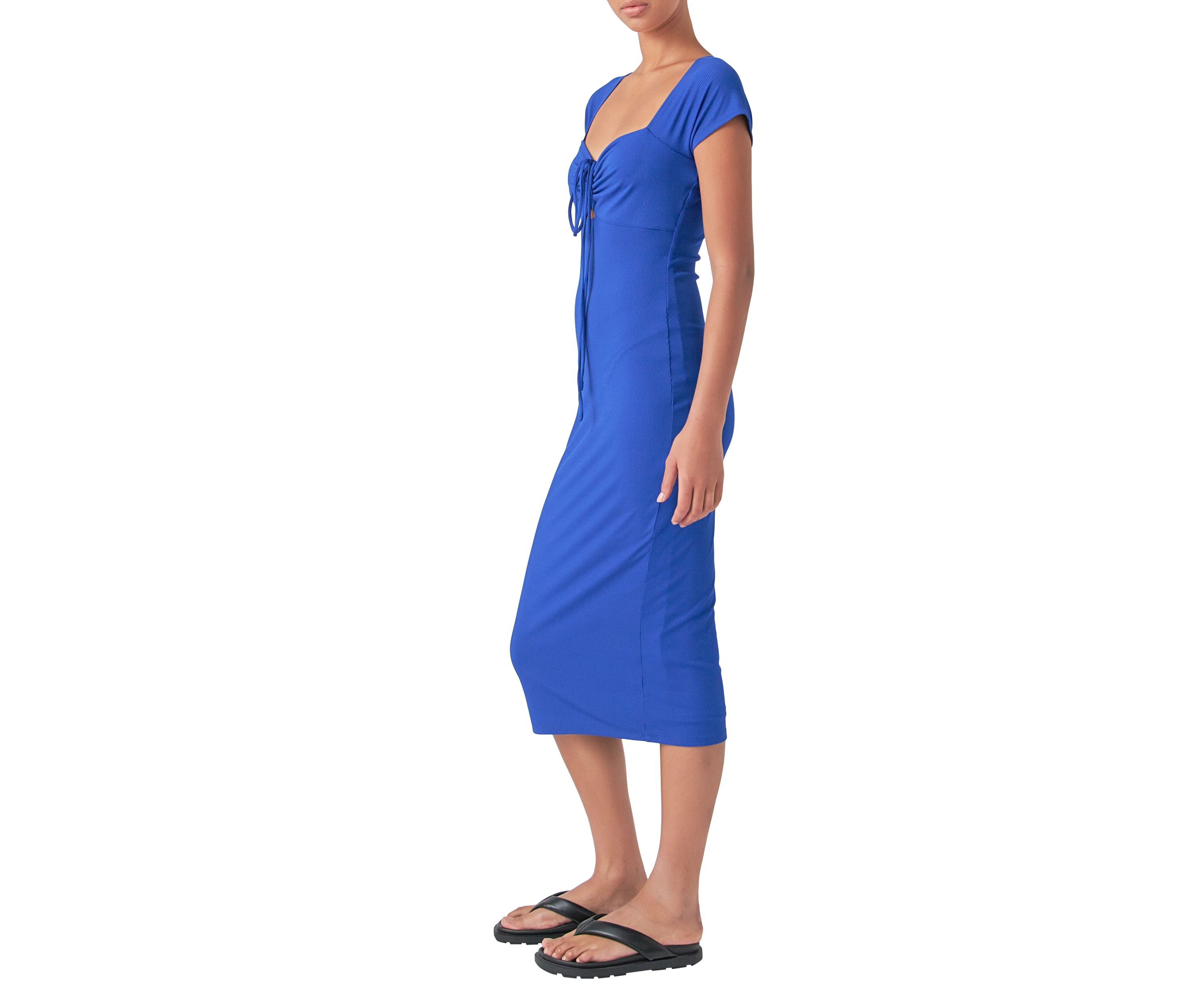 Cap Sleeve Front Haltered Midi Dress