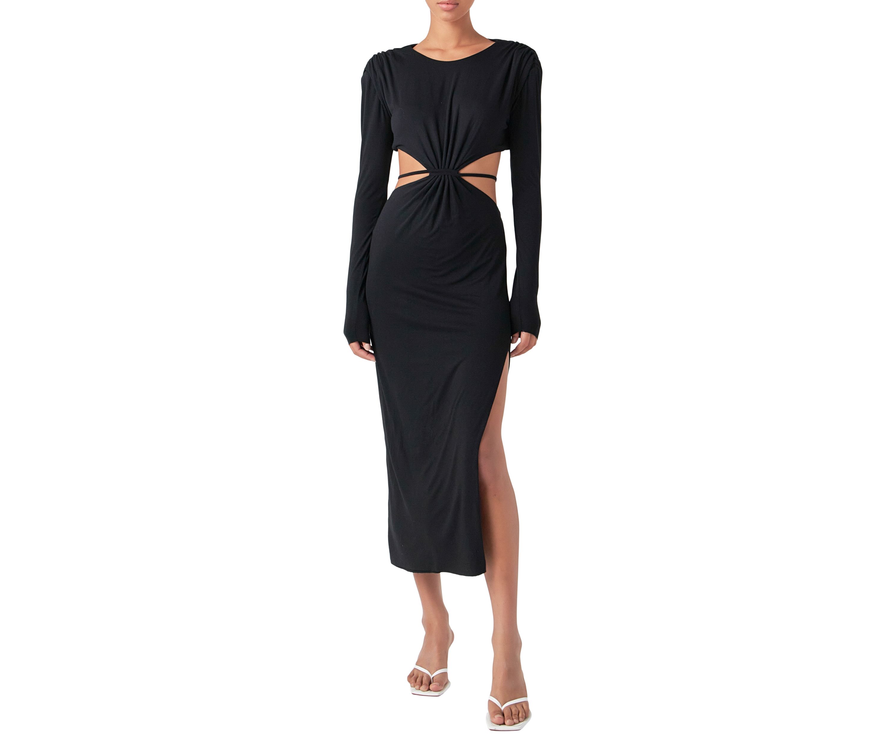 Crossed Open Back Long Jersey Dress