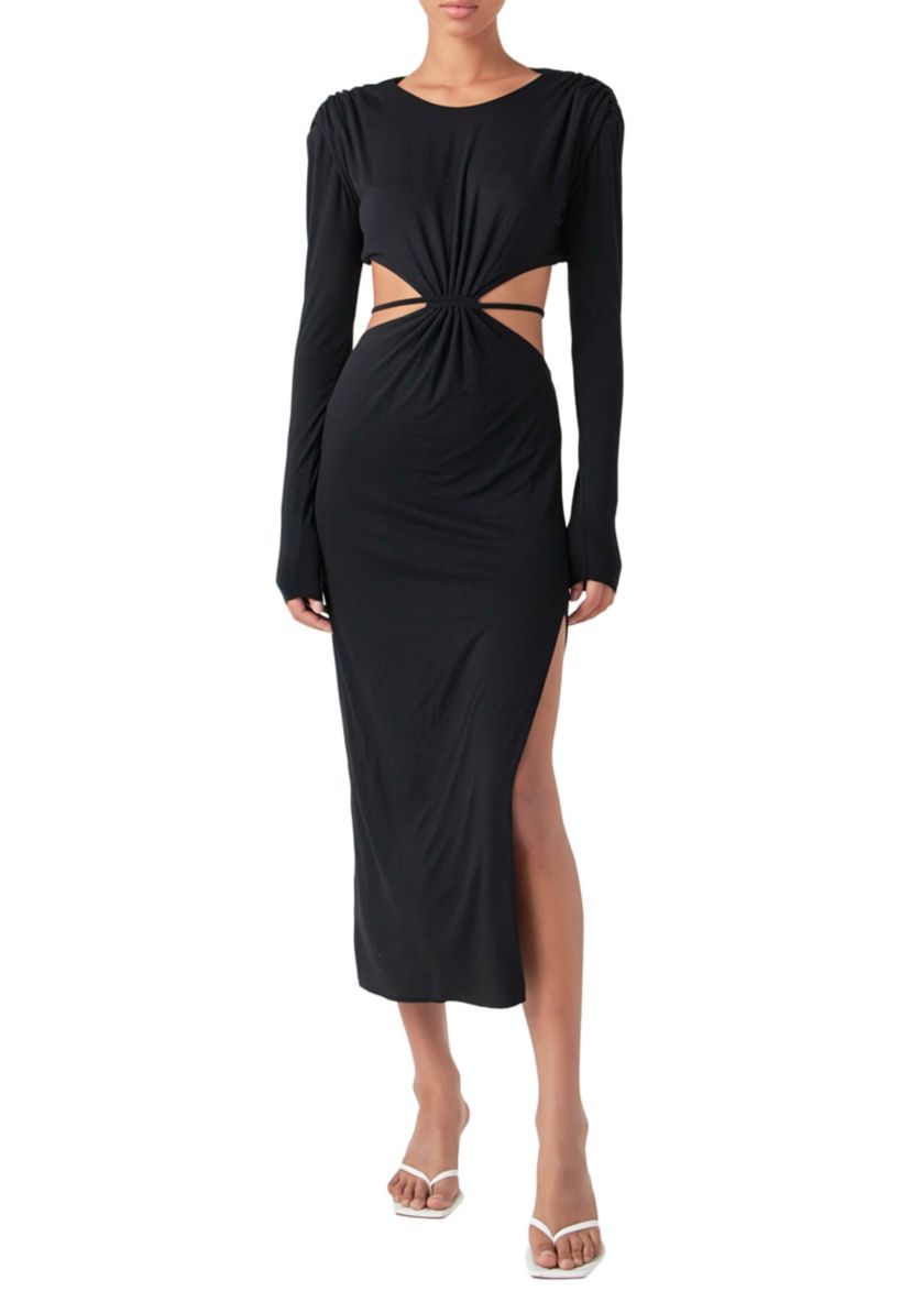 Crossed Open Back Long Jersey Dress