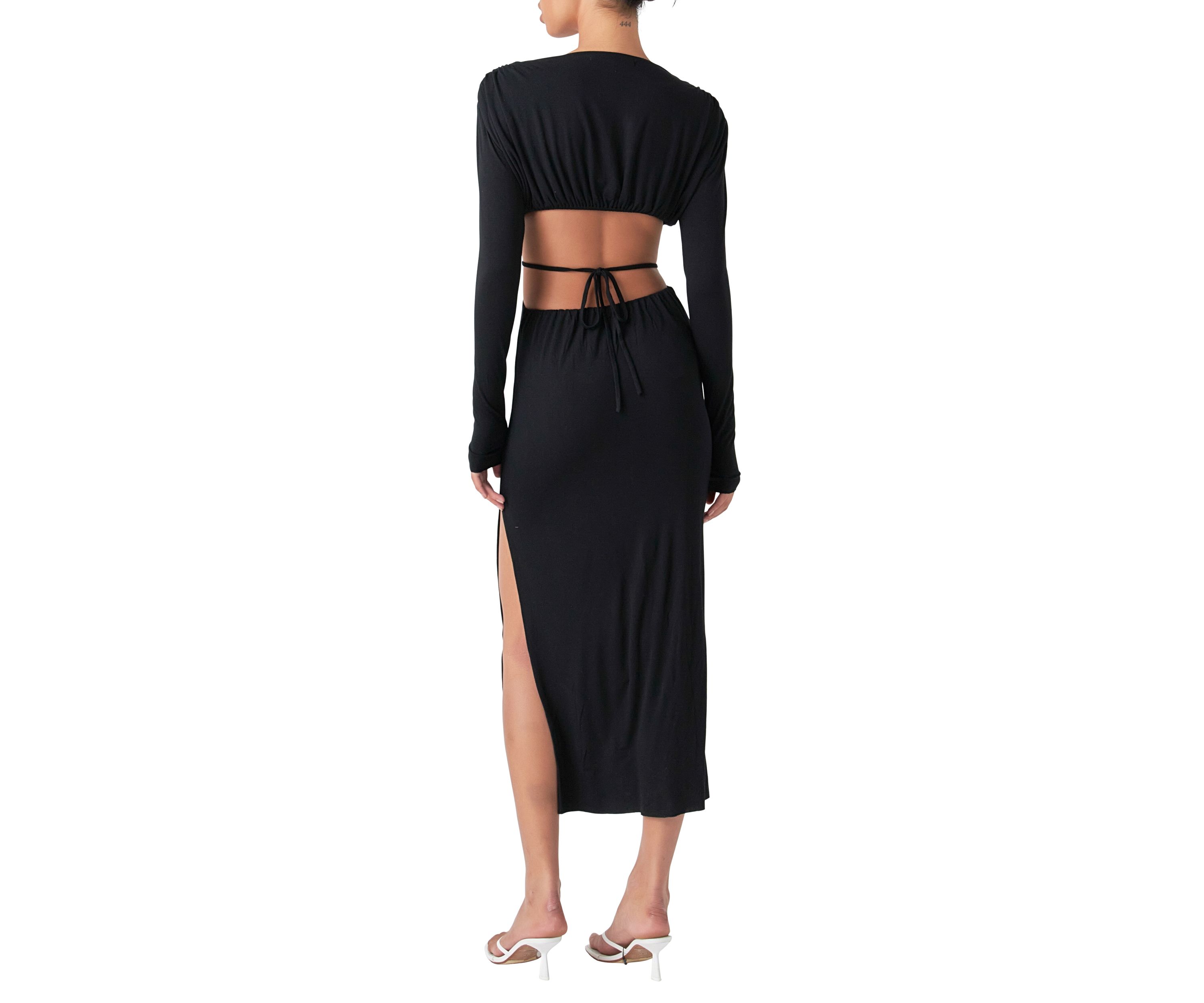 Crossed Open Back Long Jersey Dress