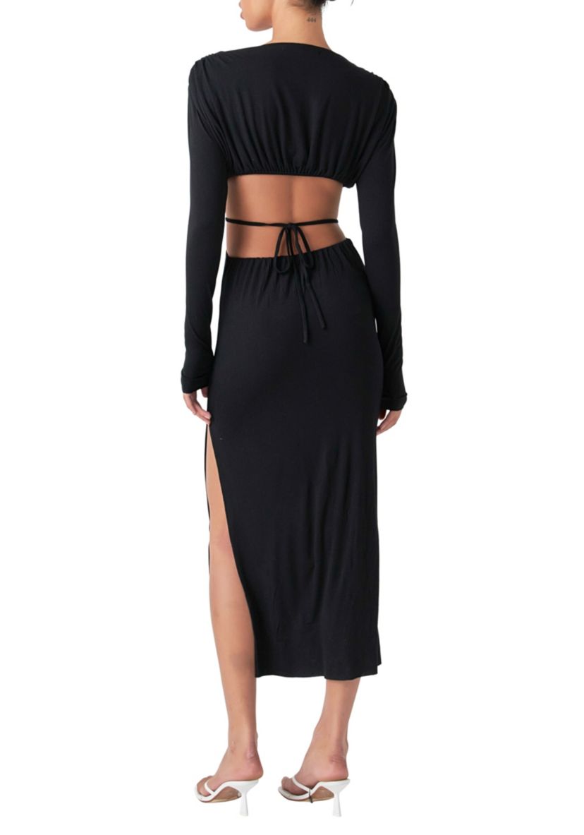Crossed Open Back Long Jersey Dress