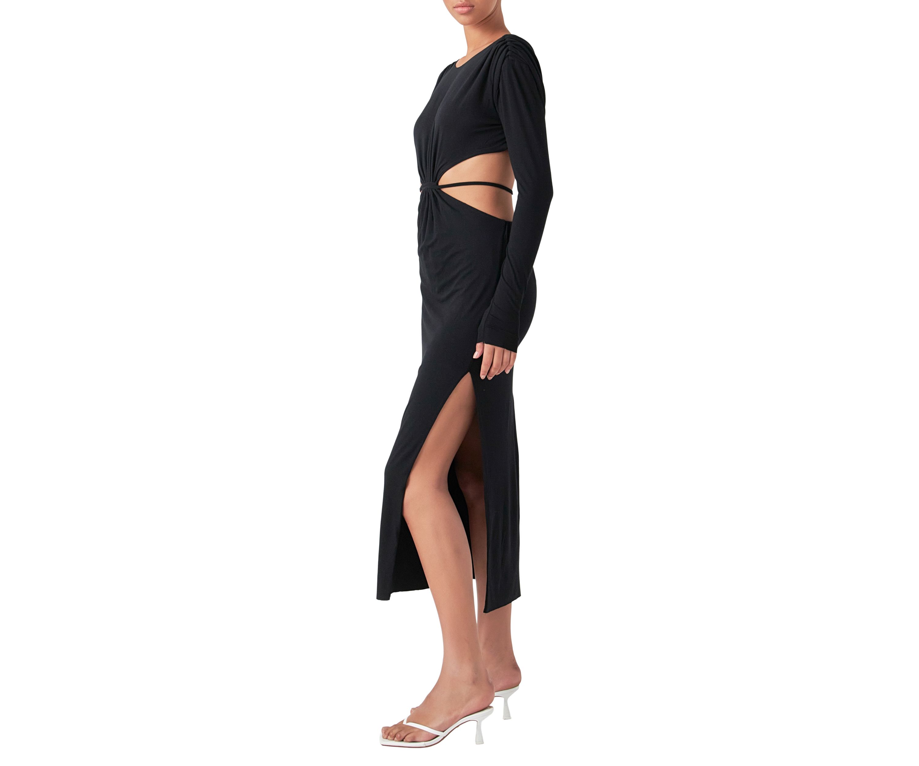 Crossed Open Back Long Jersey Dress