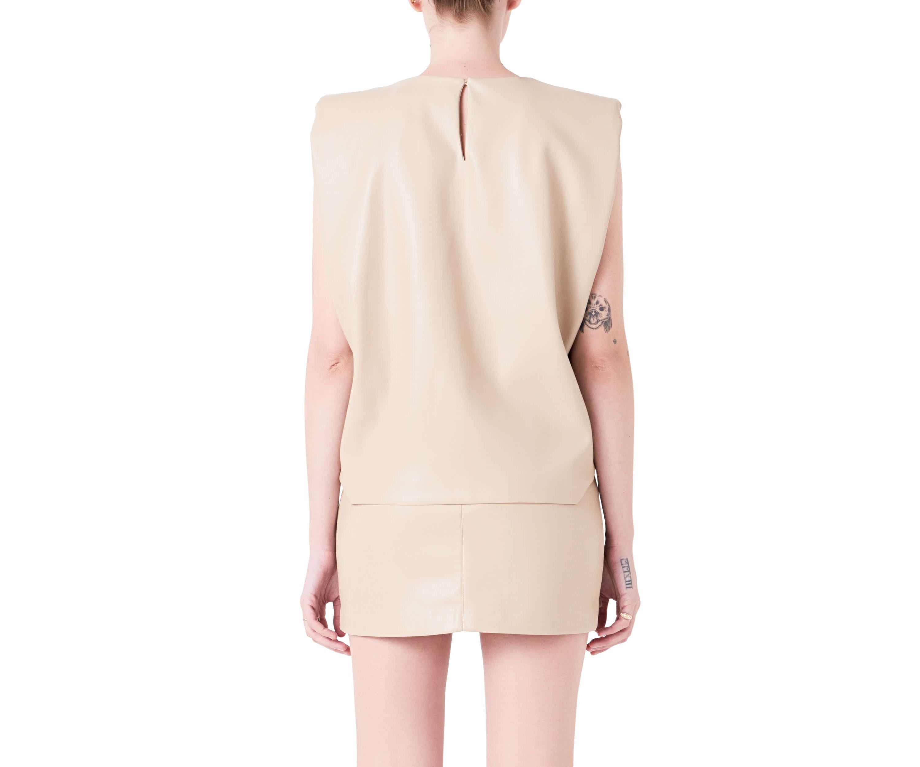 Shoulder Padded Leather Top