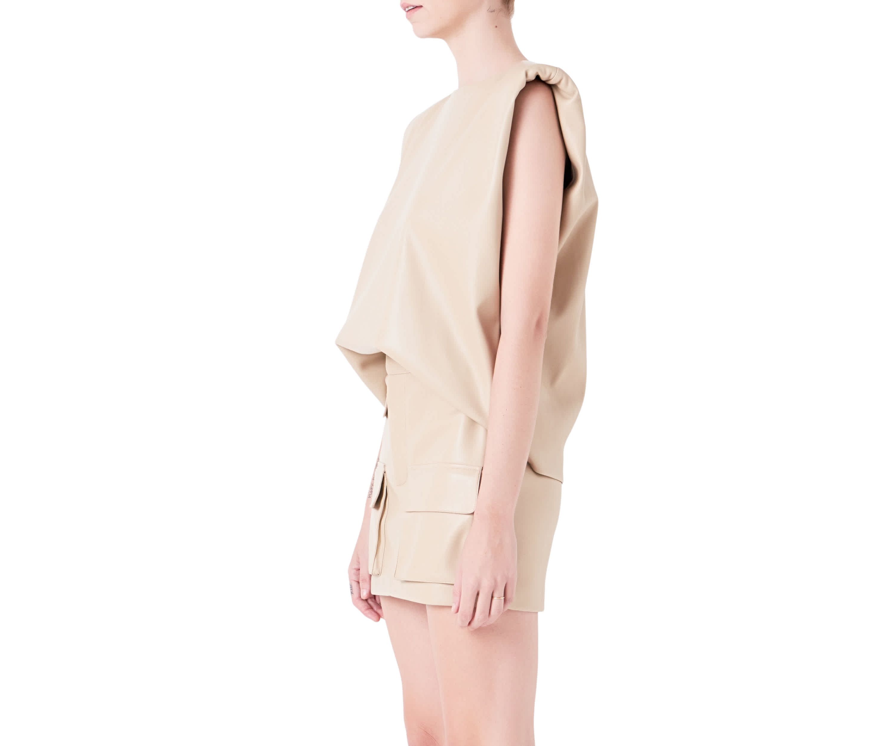 Shoulder Padded Leather Top