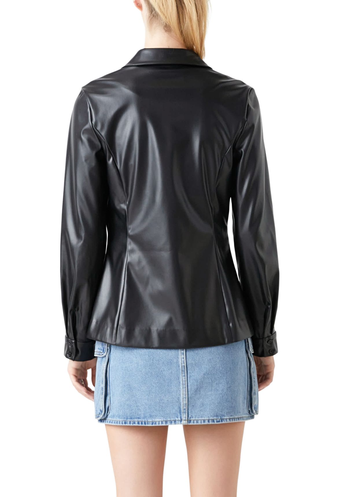 Faux Leather Jacket Set