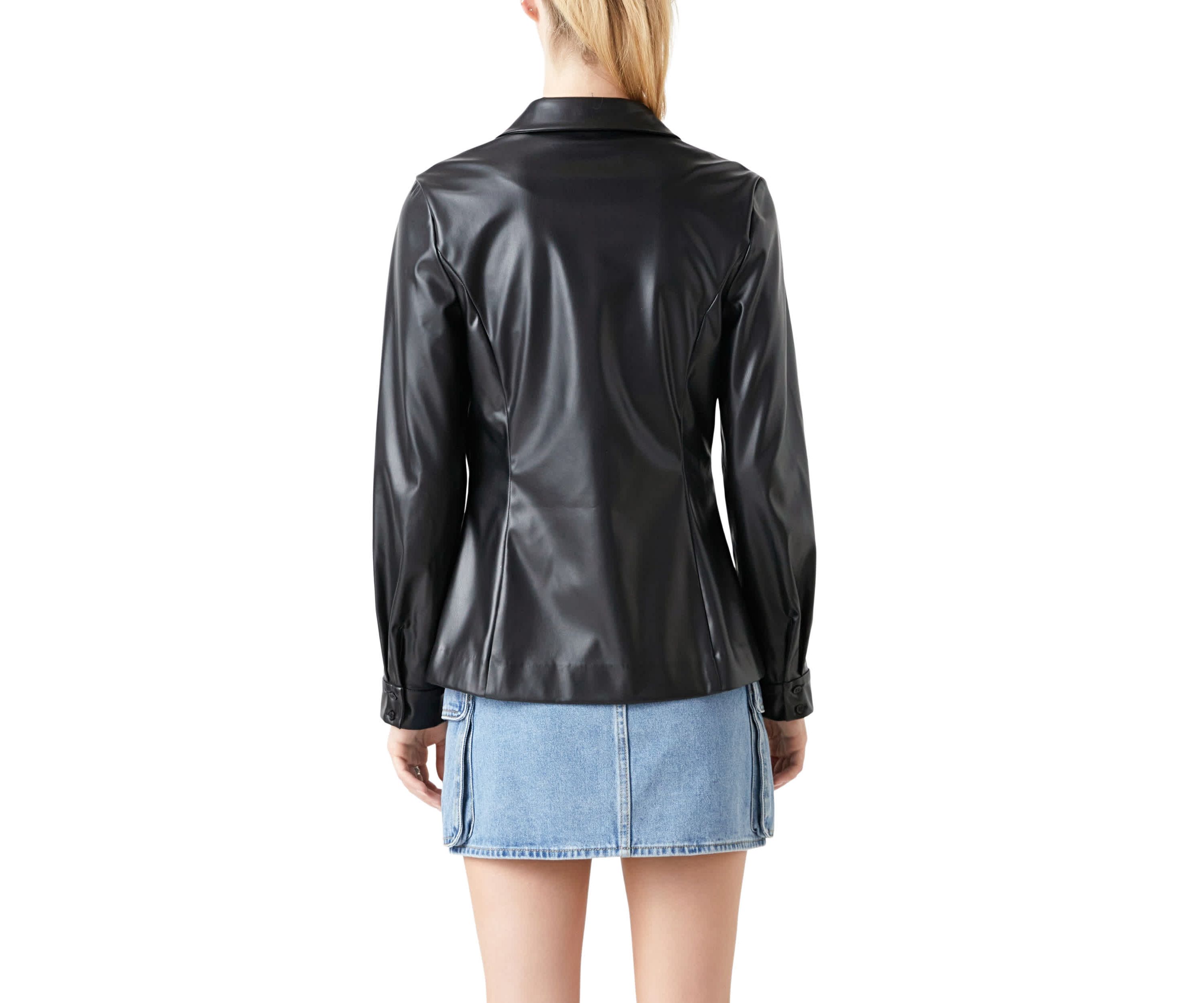 Faux Leather Jacket Set