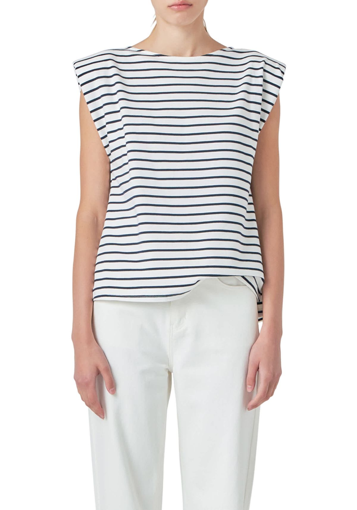 Striped Padded Sleeveless Top