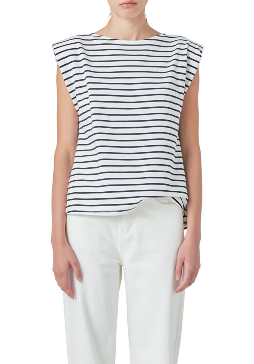 Striped Padded Sleeveless Top