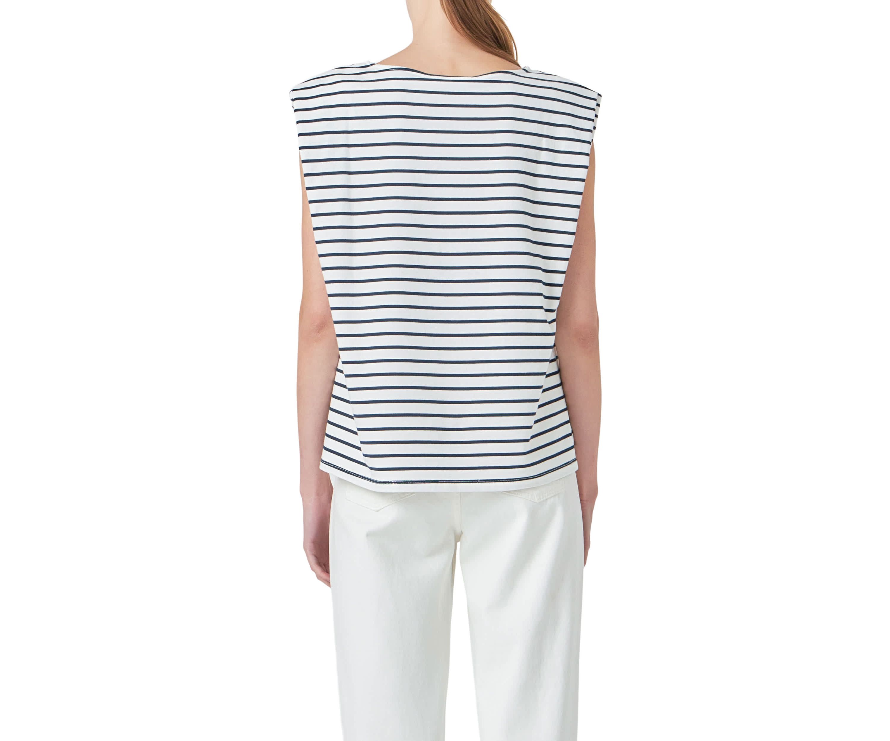 Striped Padded Sleeveless Top