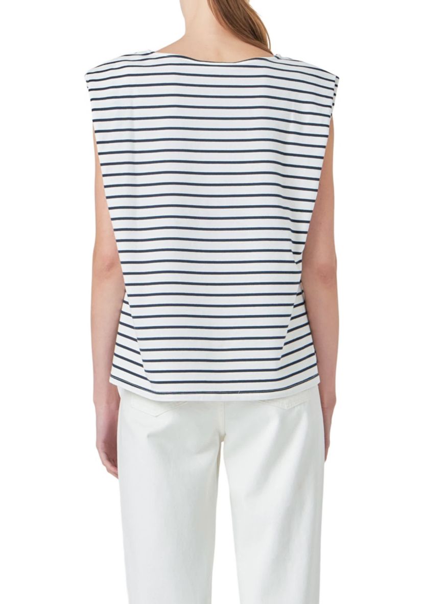 Striped Padded Sleeveless Top