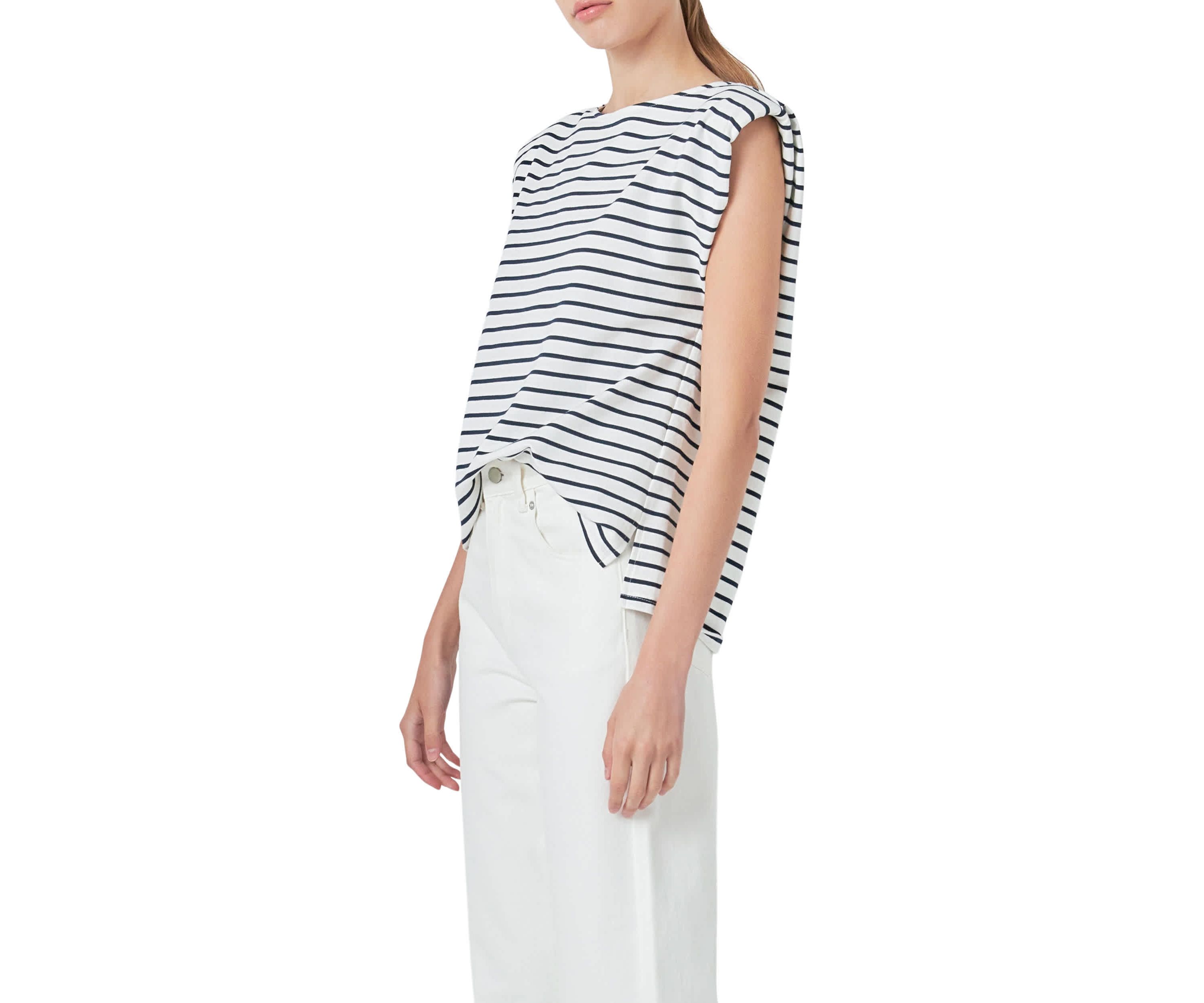 Striped Padded Sleeveless Top