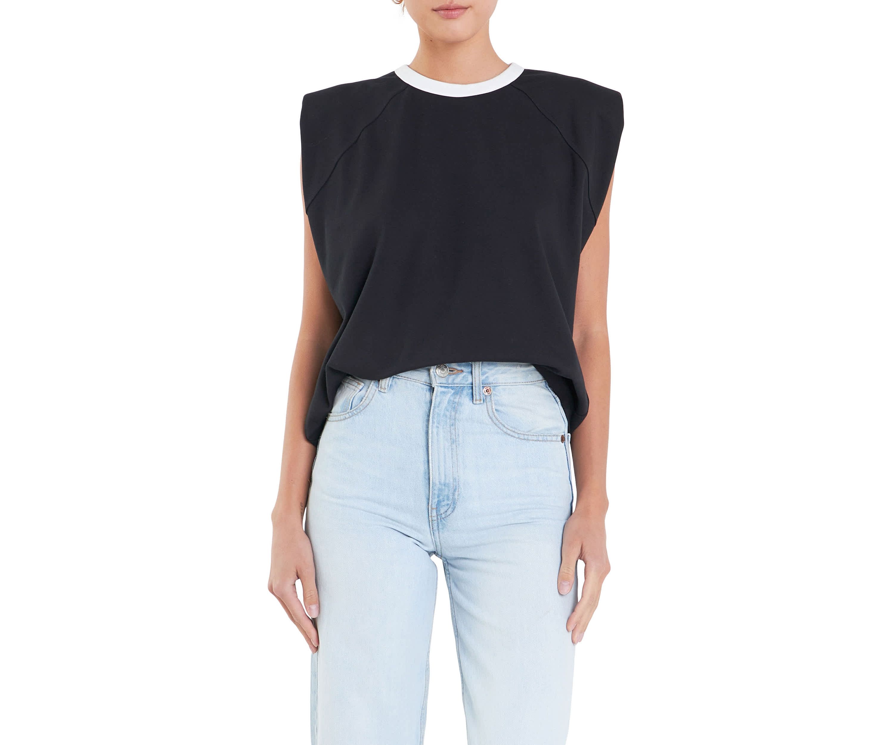 Contrast Neckline Sleeveless Top