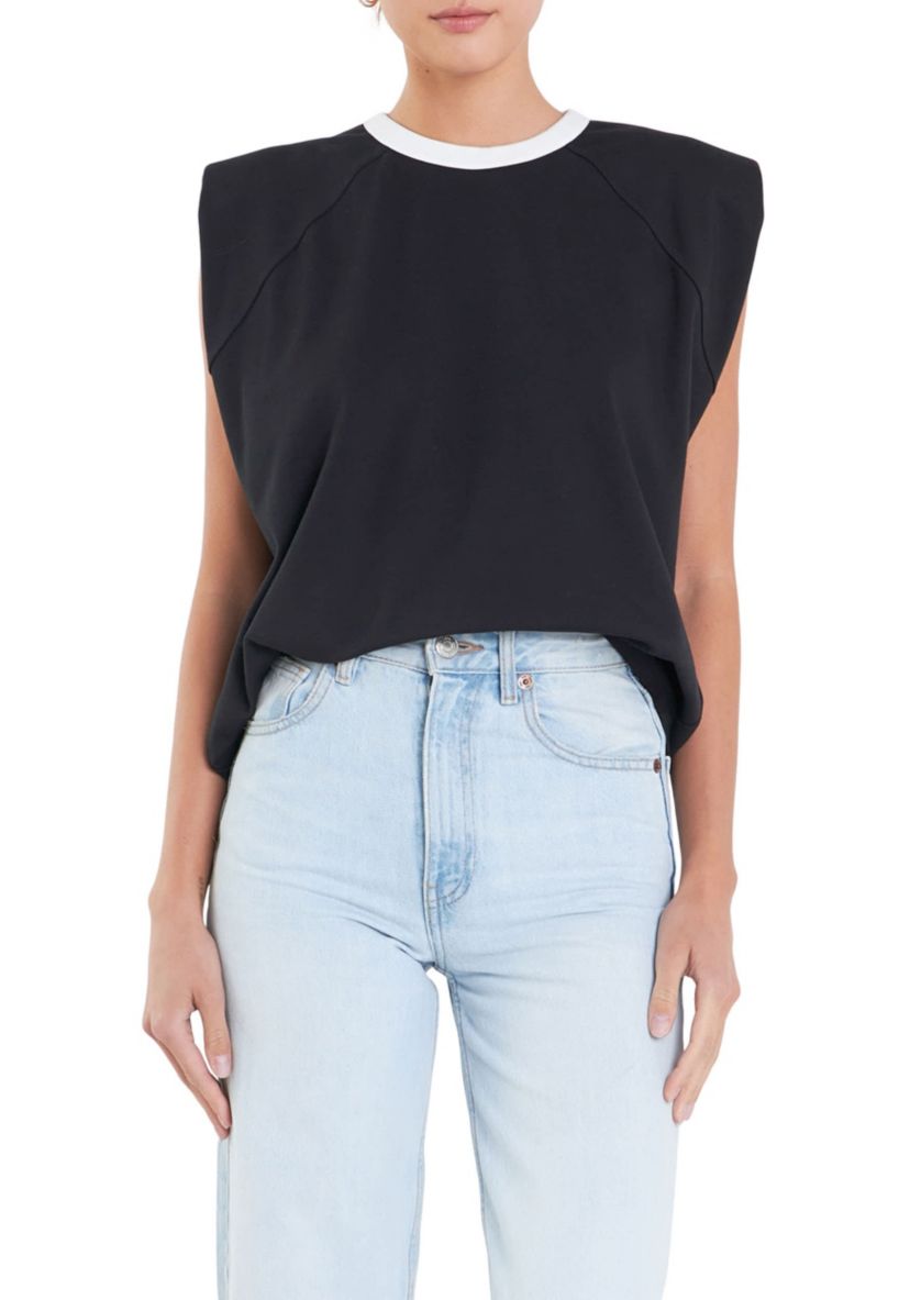 Contrast Neckline Sleeveless Top