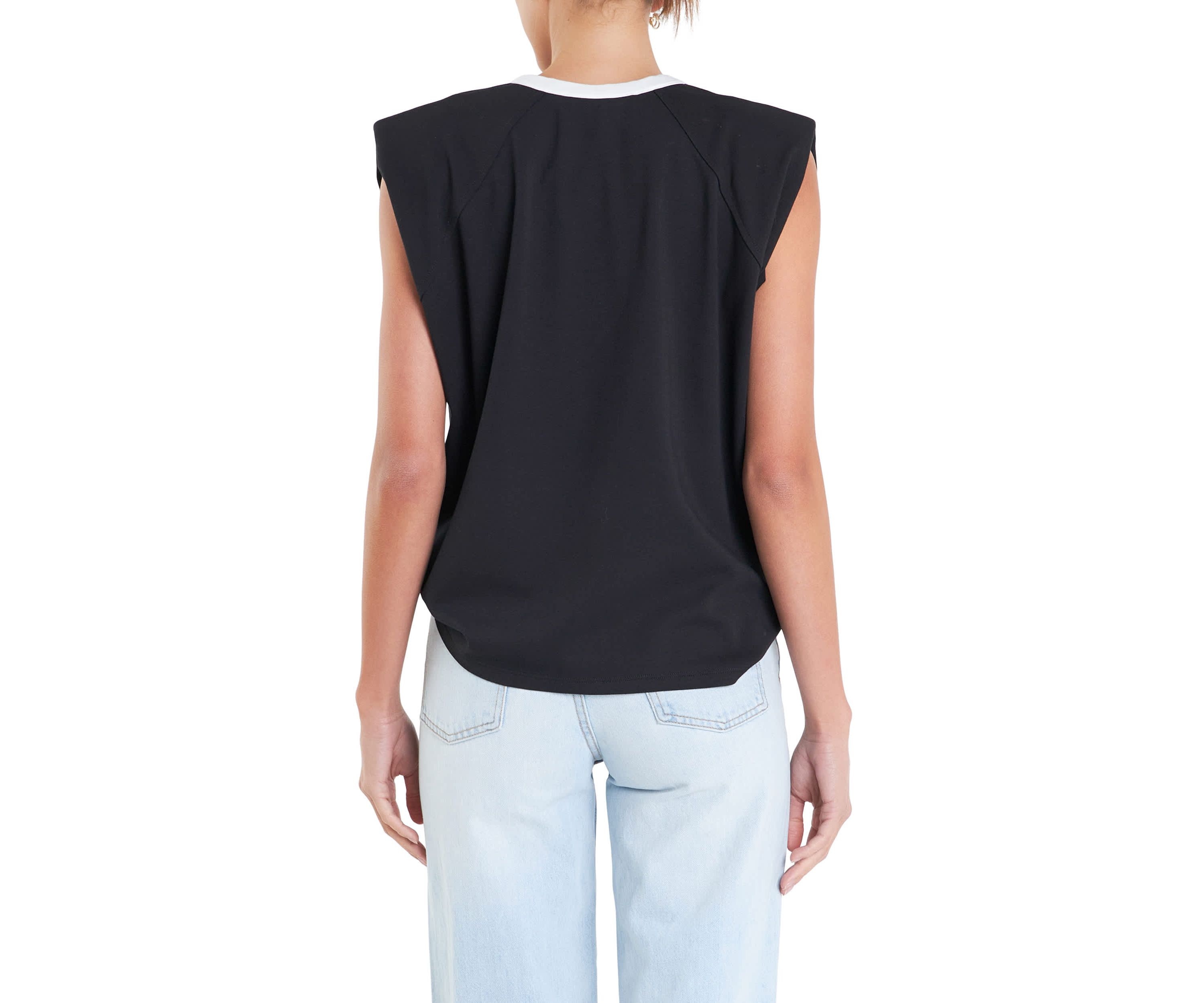 Contrast Neckline Sleeveless Top